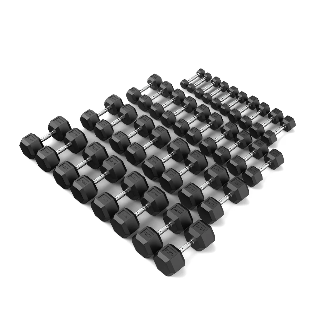 1-30kg Rubber Hex Dumbbell Set