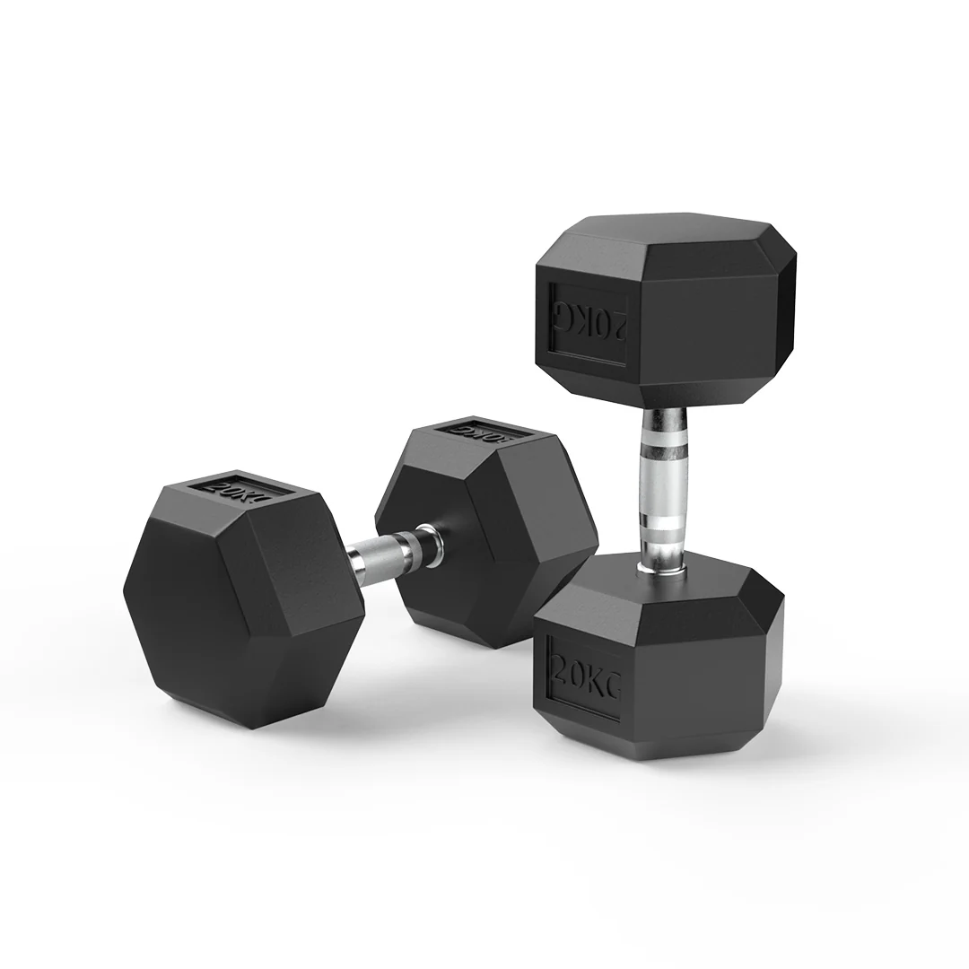 10-20kg Rubber Hex Dumbbell Set - Image 3