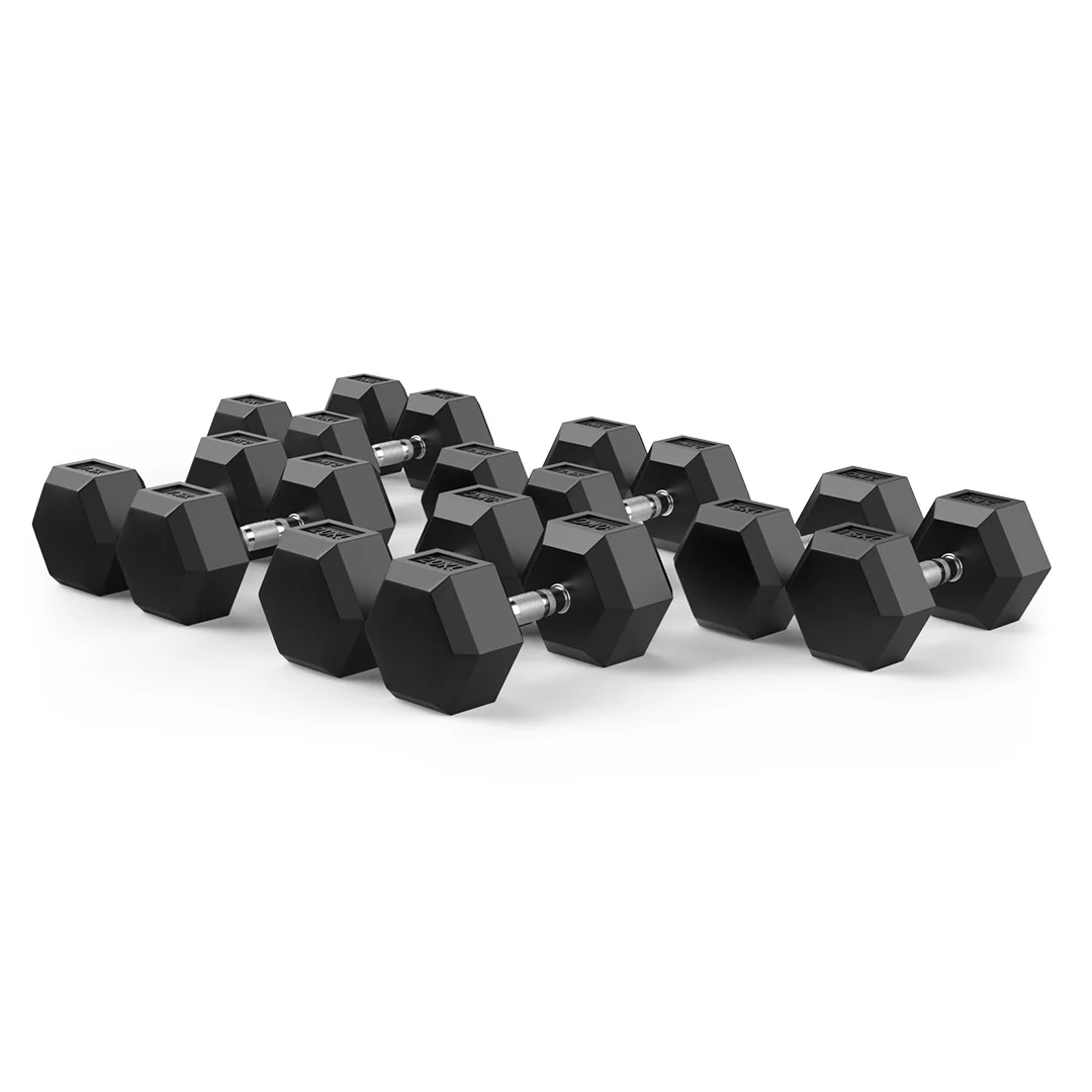 10-20kg Rubber Hex Dumbbell Set - Image 4