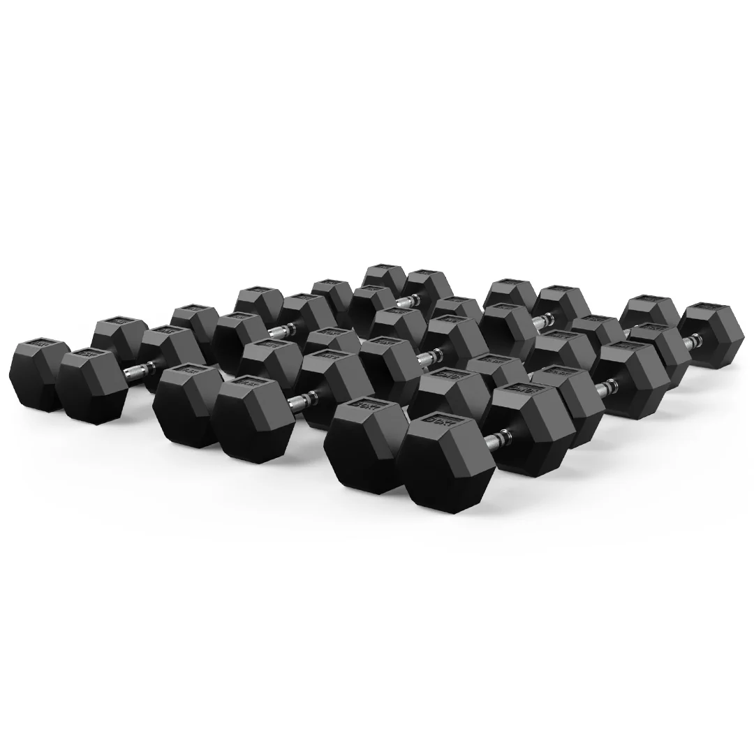 10-30kg Rubber Hex Dumbbell Set - Image 3
