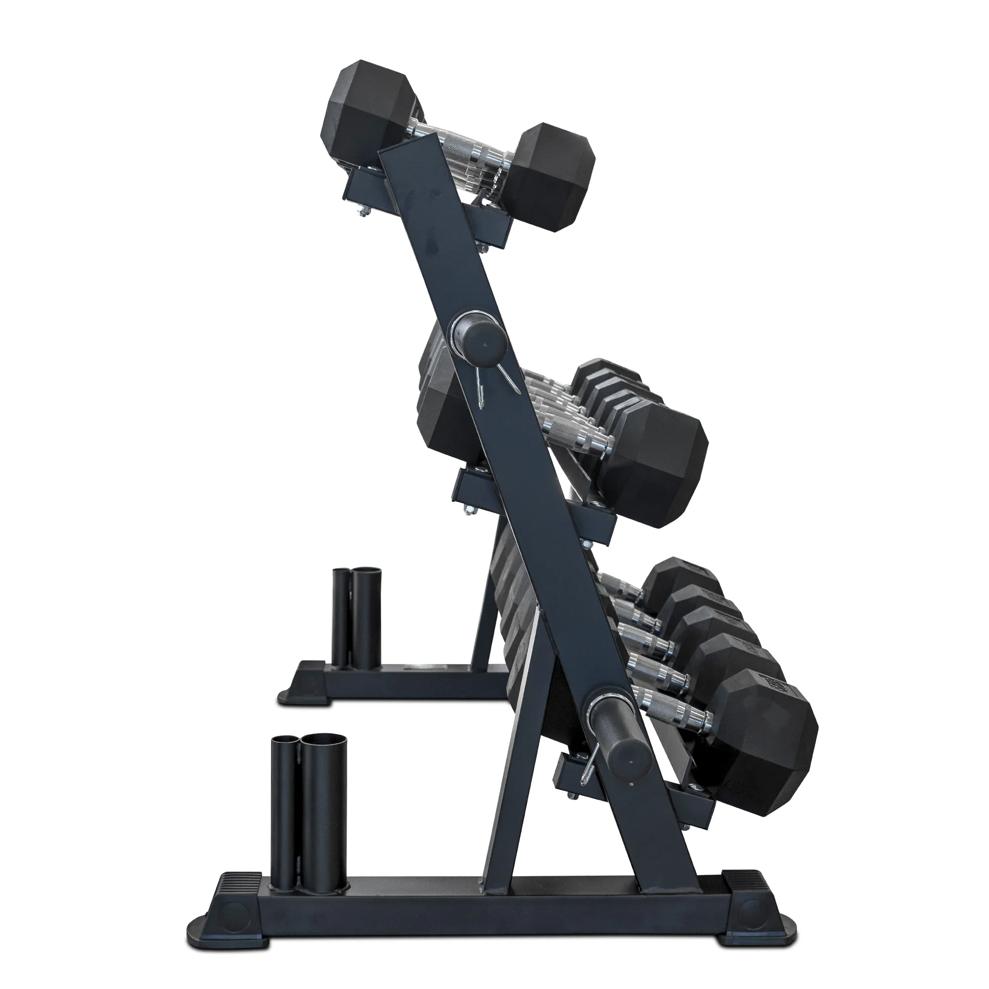 10-30kg Rubber Hex Dumbbells + 3 Tier Multi-Storage Rack - Image 3
