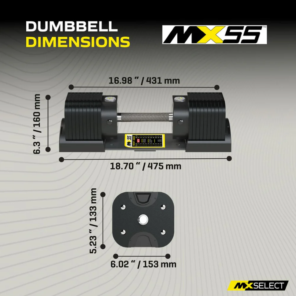 Adjustable Dumbbell Set 5kg - 25kg Pair MX55 with Stand - Image 14