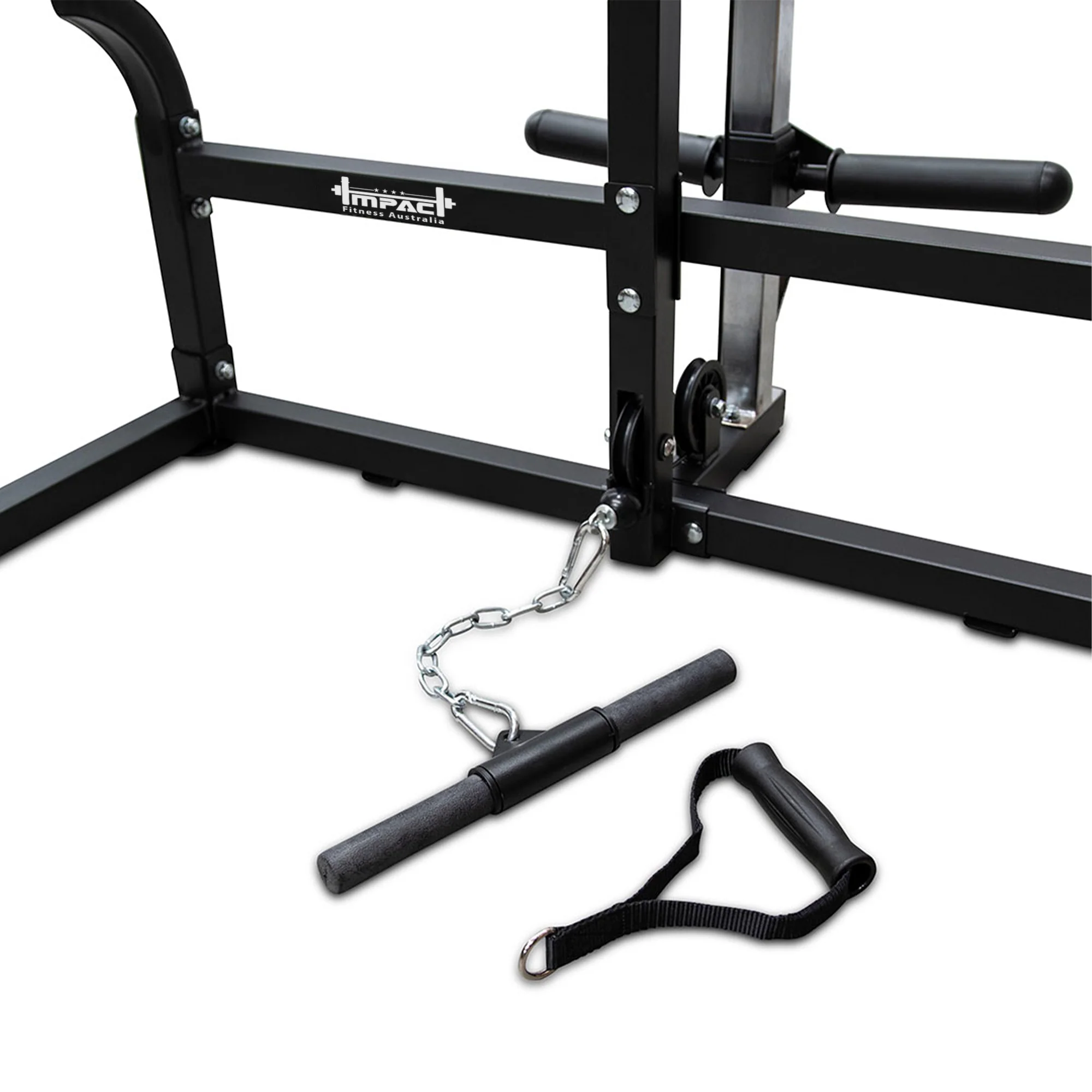 Squat Rack & Lat Pulldown + Adjustable Bench + 120kg Olympic Black Bumper Weight Set - Image 5