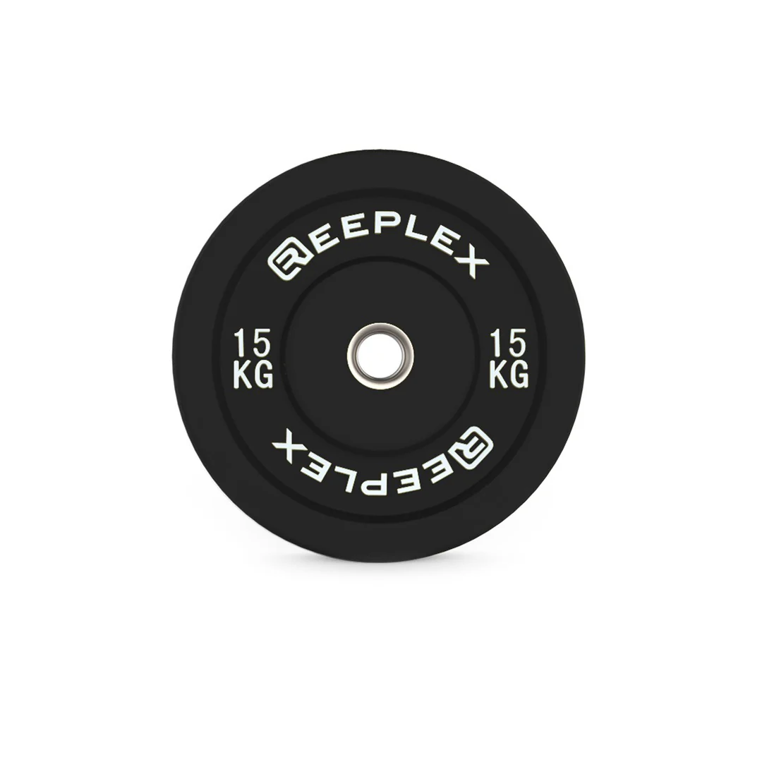 Reeplex 15kg Black Bumper Plates Pair V2 - Image 2