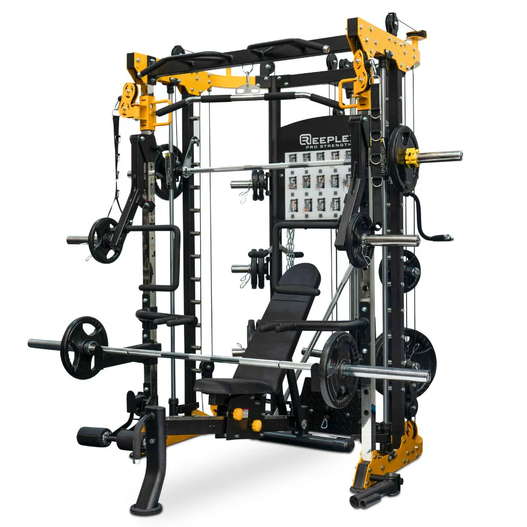 Reeplex CBT-PL Multi Station Gym + Fid Bench + Jammer Arms + Leg Press + 100kg Weight Plates + Olympic Barbell - Image 4