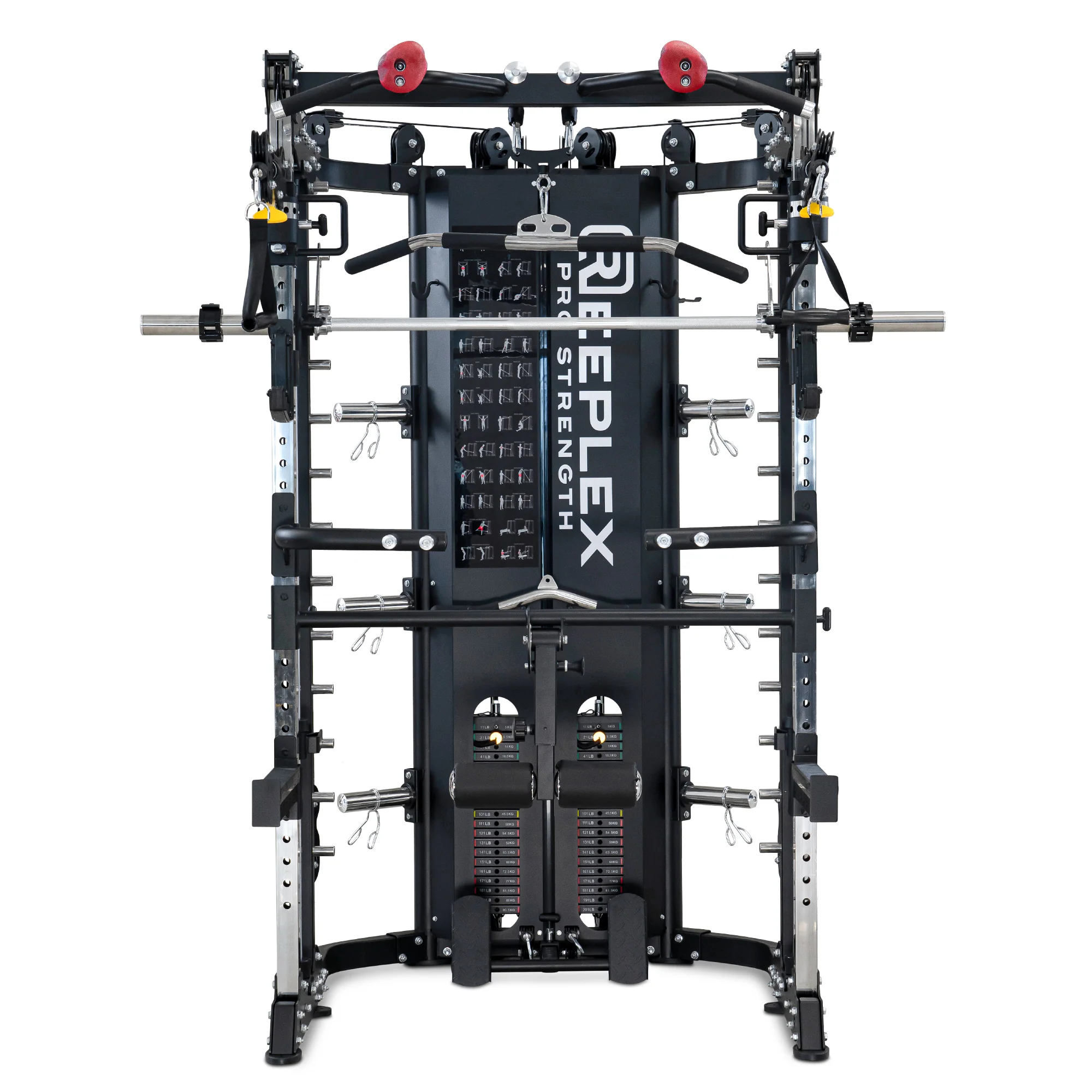 Reeplex CBT-PRO90 Multi-Functional Trainer + Adjustable Bench + 100kg Black Bumper Plates + 7ft Barbell - Image 5