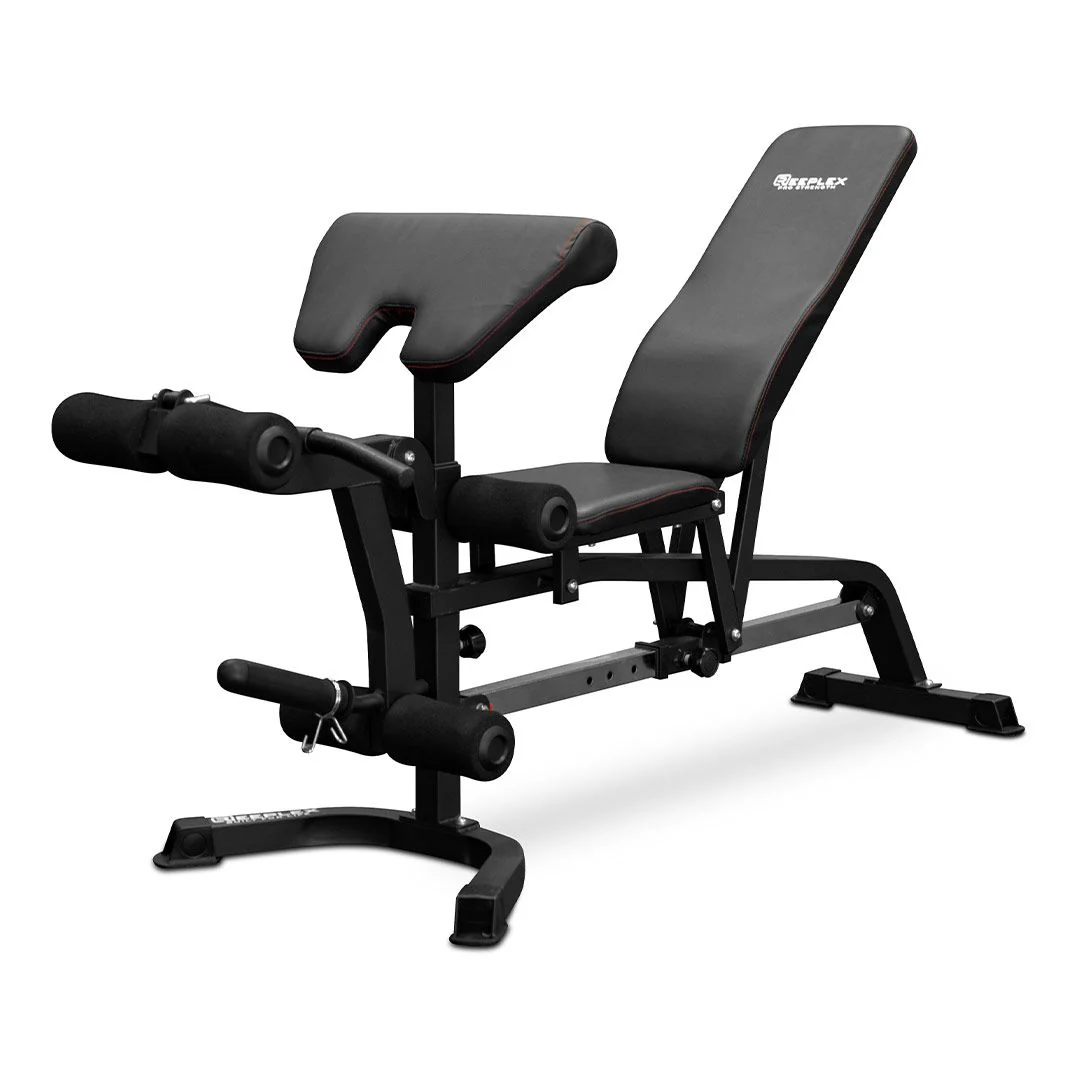 Reeplex Power Rack with Cable Crossover and Lat Pulldown + Bench + 120kg Black Bumper Set - Image 11