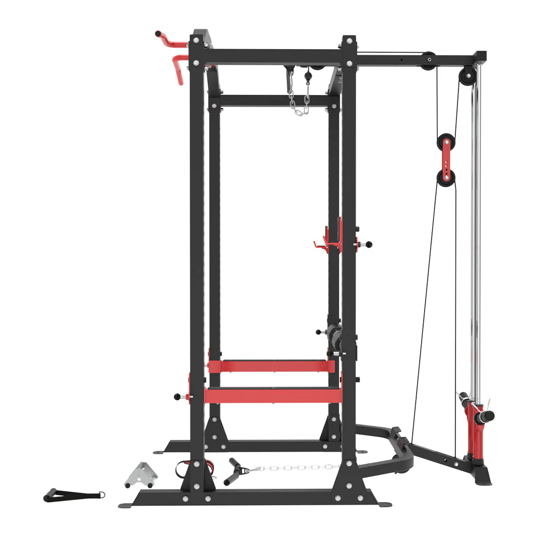 Reeplex Power Rack with Lat Pulldown + Adjustable Bench + 120kg Olympic Barbell Weight Set - Image 9