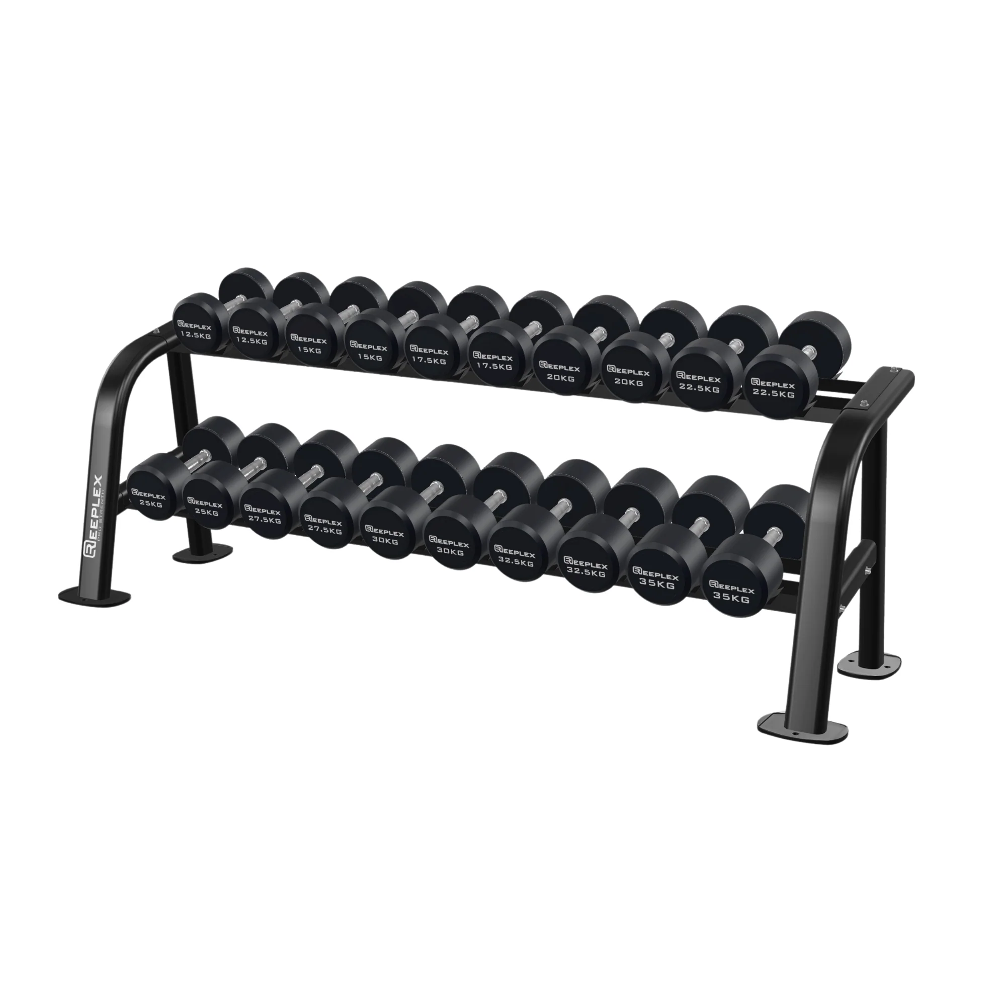 Reeplex Pro Round Dumbbell 12.5kg-35kg Set + Rack - Image 3