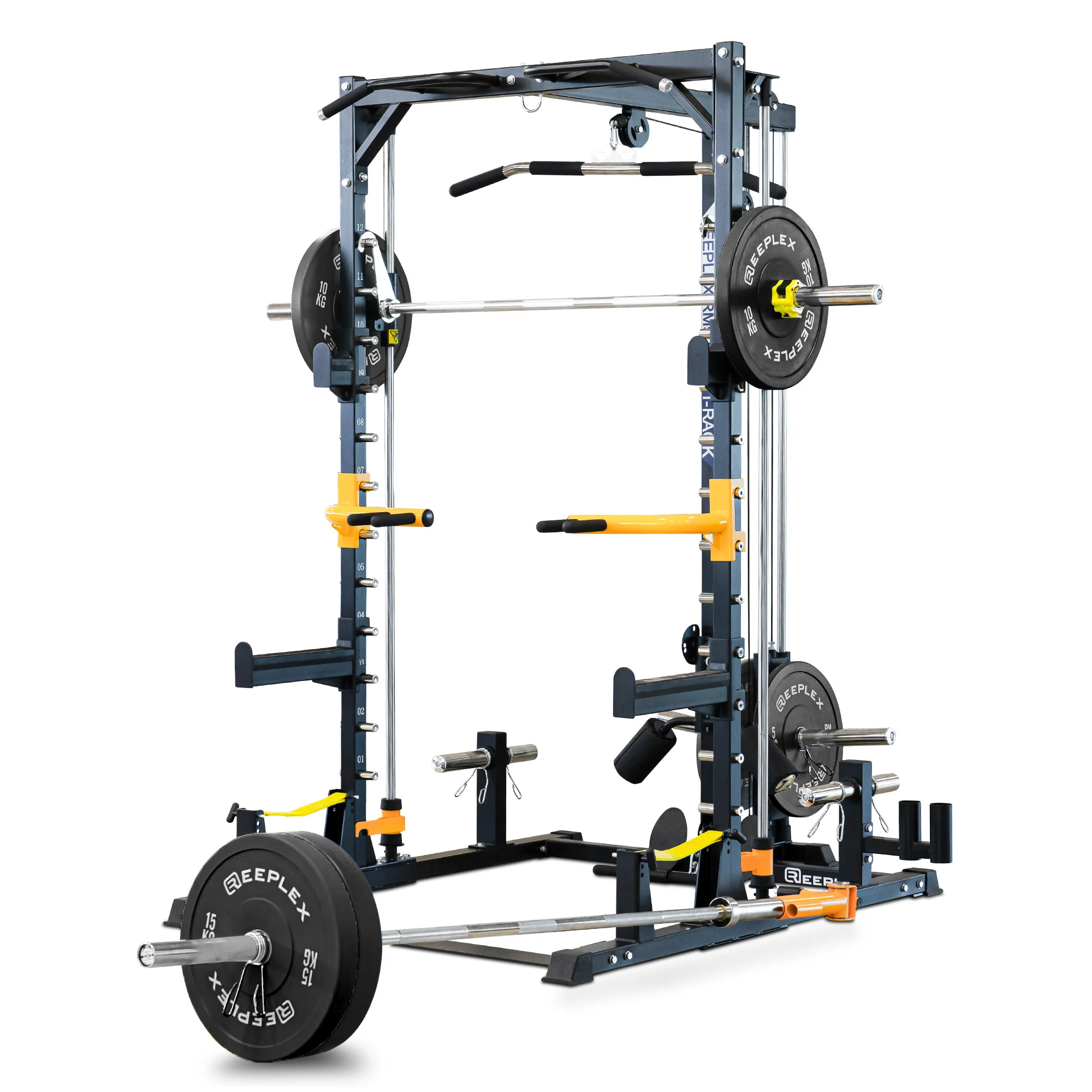 Reeplex RM90 Smith Machine + Squat Rack + Lat Pulldown + Adjustable Bench + 100kg Bumper Plates - Image 5