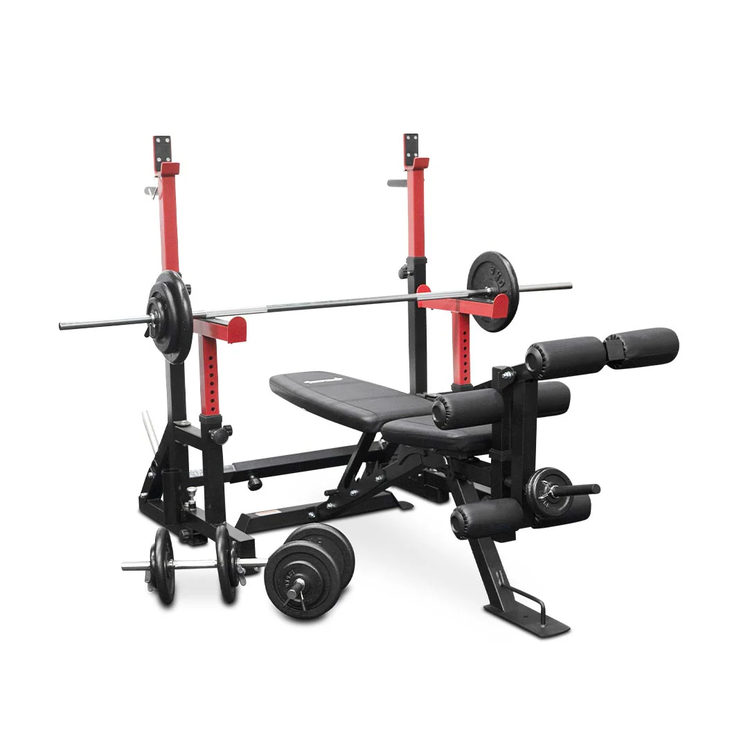 Reeplex SR10 Squat Rack + Adjustable Bench + 75kg Barbell Weight Set + Dumbbells - Image 4
